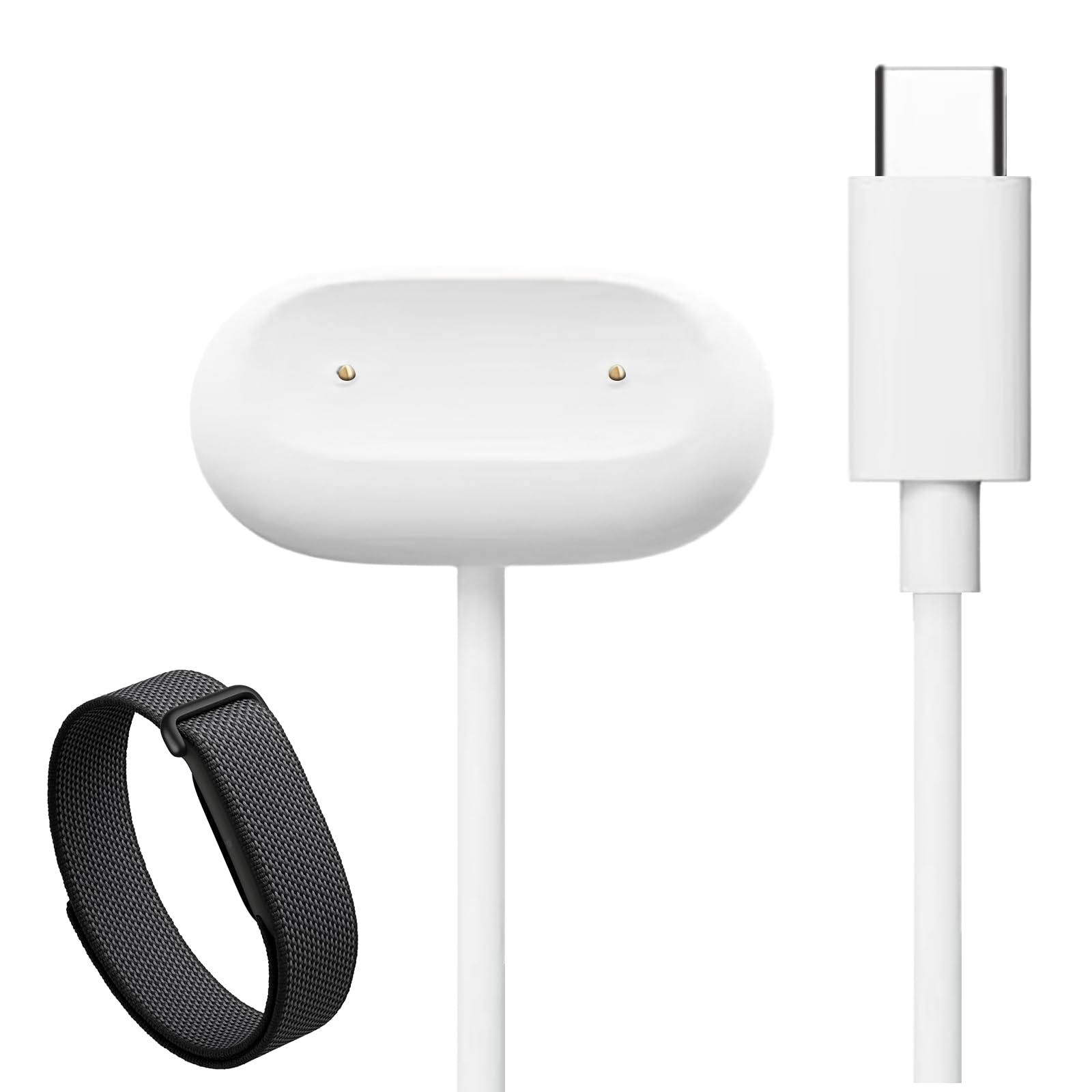 Miimall Ładowarka kompatybilna z Google Fitbit Air, pionowa stacja do szybkiego ładowania z kablem USB-C do trybu budzika, magnetyczna do Google Fitbit Air (nie nadaje się do starszych modeli), biała
