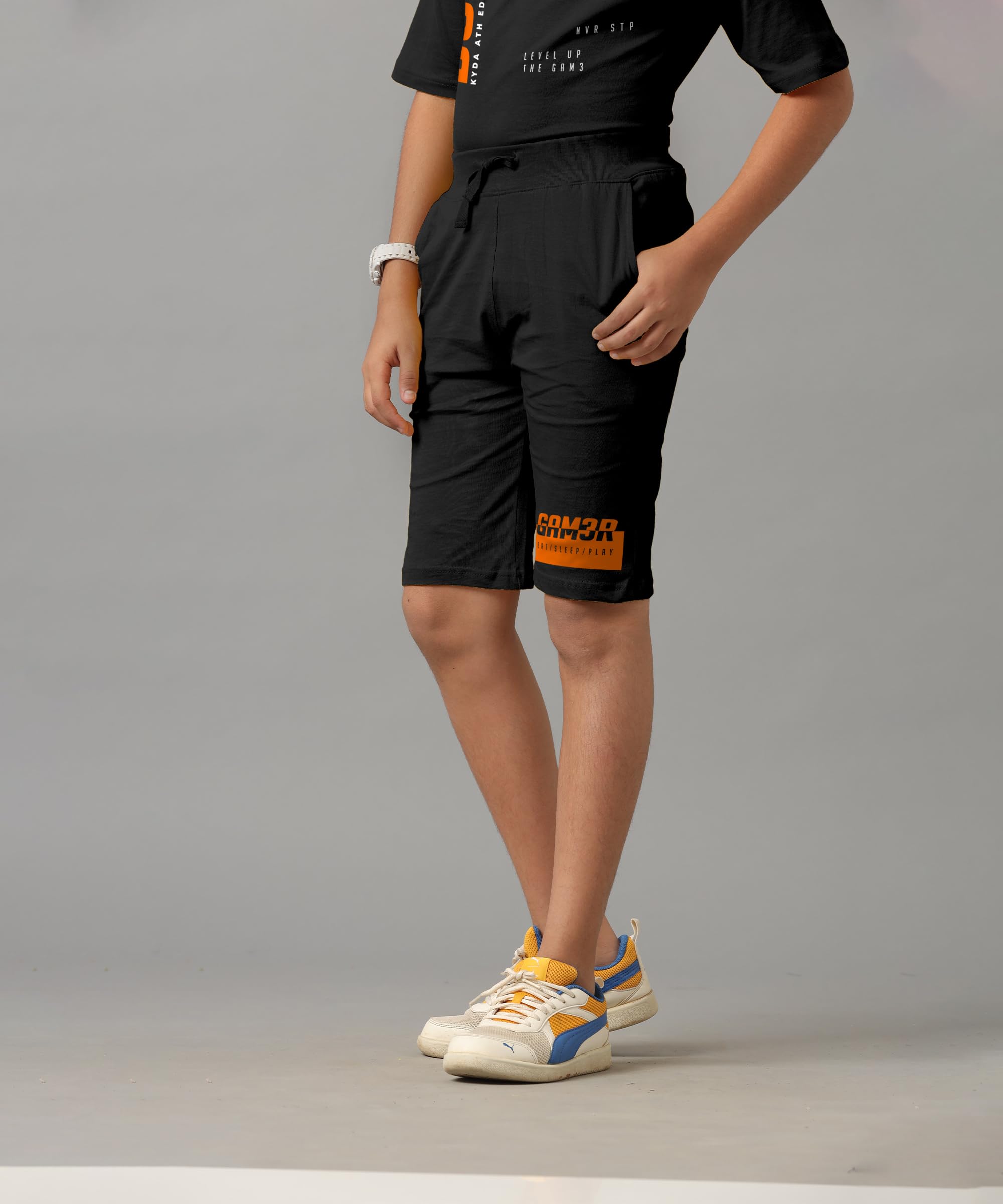 KYDA KIDS Camiseta y pantalón corto 100 % algodón puro estampado para niño
