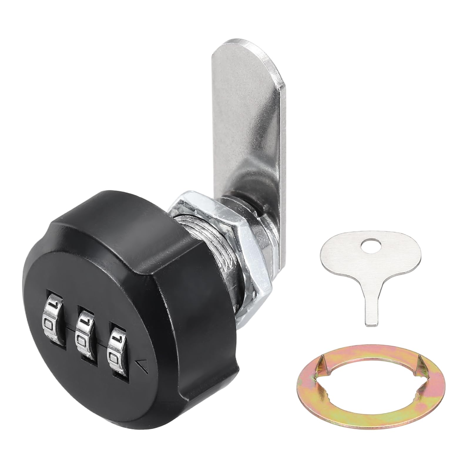 PATIKIL Combination Cabinet Lock, 3/4Inch 3-Digit Keyless Metal Drawer Plum Blossom Head Locks with for Kitchen Cabinet Closet Cupboard Locker Wooden Door, Black