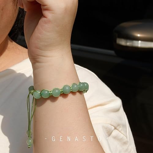 Miniatura 5 de Green Jade Bracelet - GENASTO Healing Crystal Stone Bracelet Mothers Day Gifts from Daughter Son Green Aventurine Beads Bracelet for Women Handmade