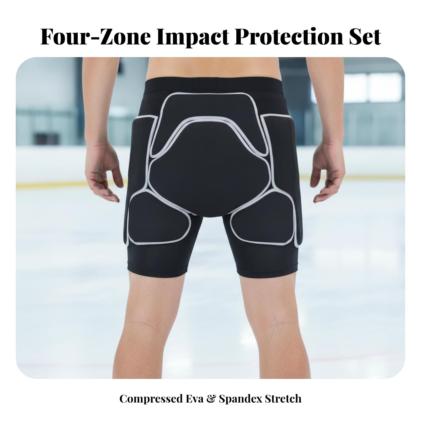 Stoßdämpfend 3D Hüftprotektor | Skate-Shorts mit Ethylenvinylacetatpolsterung, elastischer Bund, Shorts mit Ethylenvinylacetatsteißbeinpolster