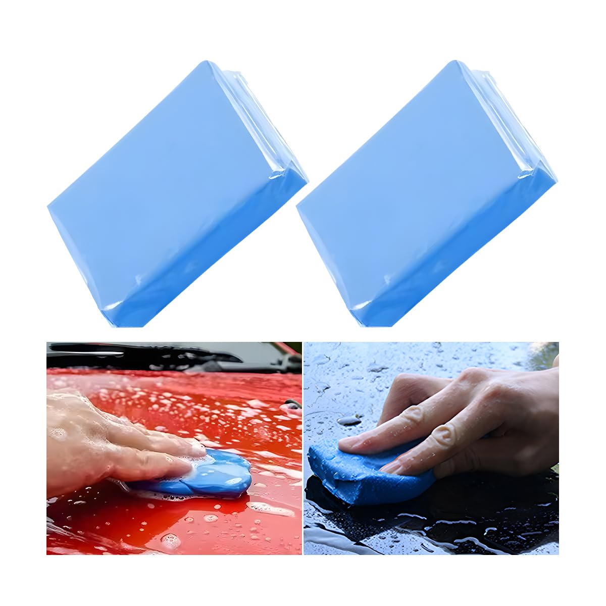 2PCS Car Clay Bars, 100g Vehicle Detailing Magic Clay Bar Cleaning Kit with Adsorption Capacity, Premium Automotive Damage Free Washing Accessories, Universal for SUV, Truck, RV