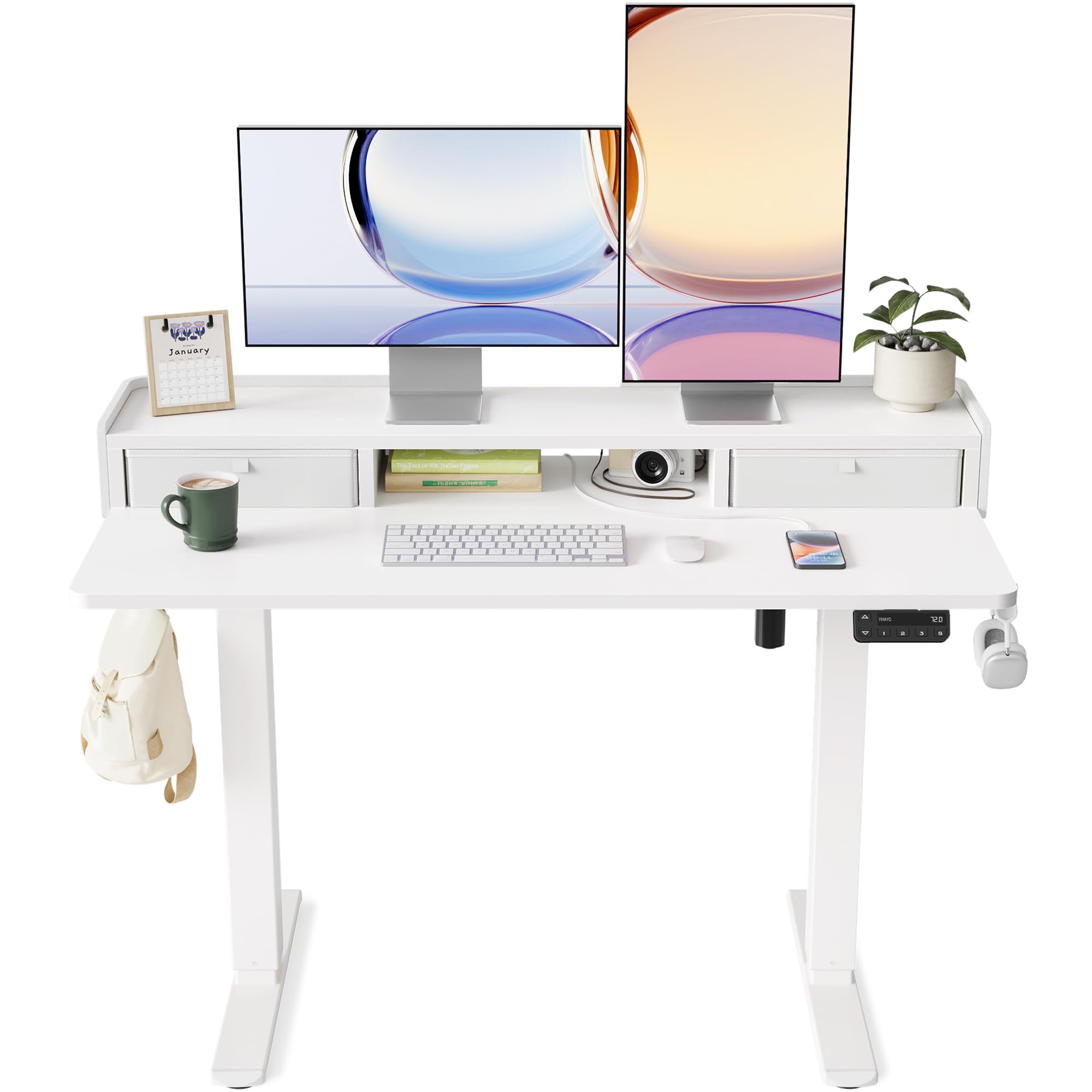Amazon | YIHAYO 昇降デスク 高さ70-115cm 幅120cm 奥行き60cm 電動