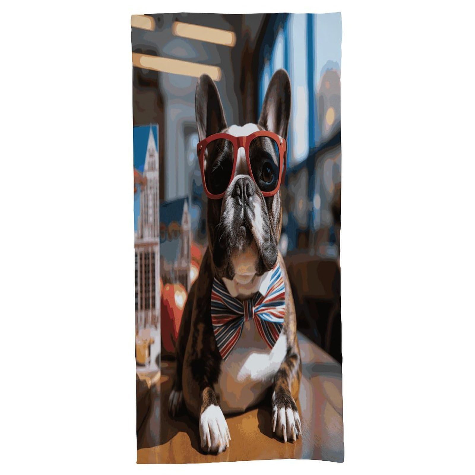 Fekiloot Men's Style French Bulldog Wearing Sunglasses Bath Towel Highly Absorbent,Beach Towels For Wo,Pool Towel Bathroom Essential For Beach,Gym,Travel, Camp