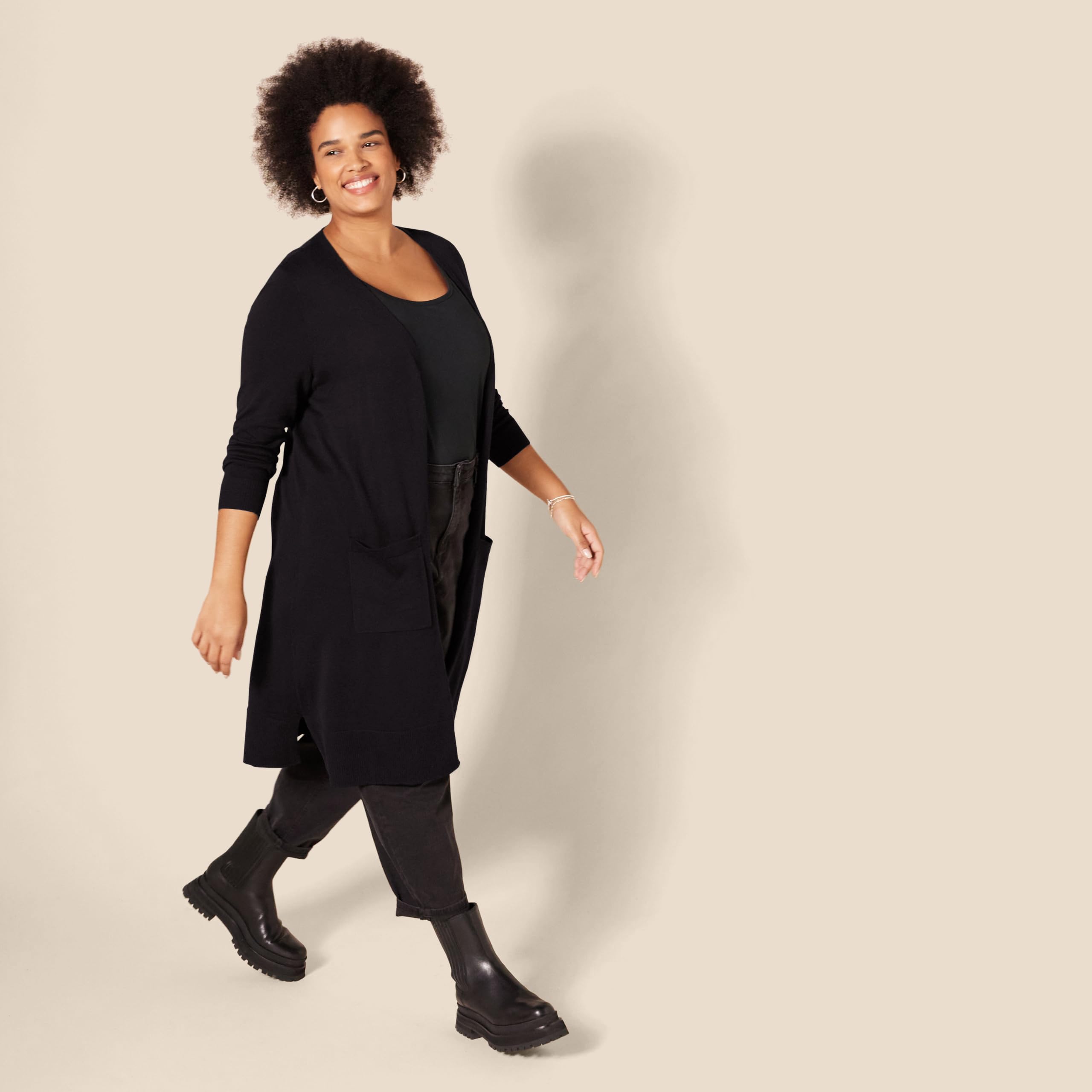 Amazon Essentials Femme Cardigan Léger à Manches Longues et Ouvert sur le Devant (Disponible en Grande Taille)