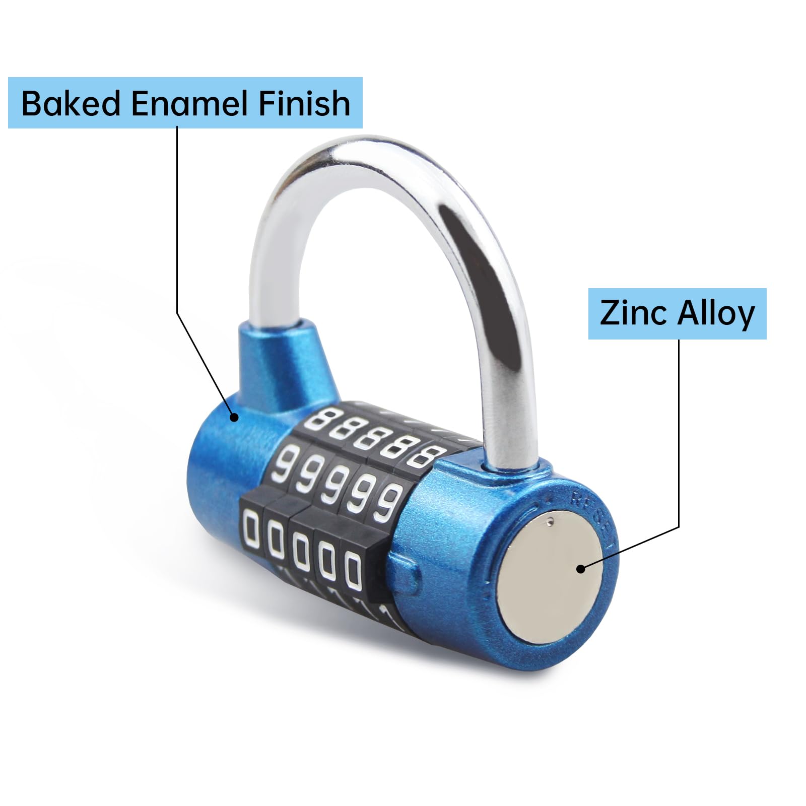 SISAV 5 Digit Combination Lock,Gym Padlock,Replaceable Combination Lock,Suitable for School Lockers,Tool Boxes,Fences,Blue(2 Pack) - Image 3