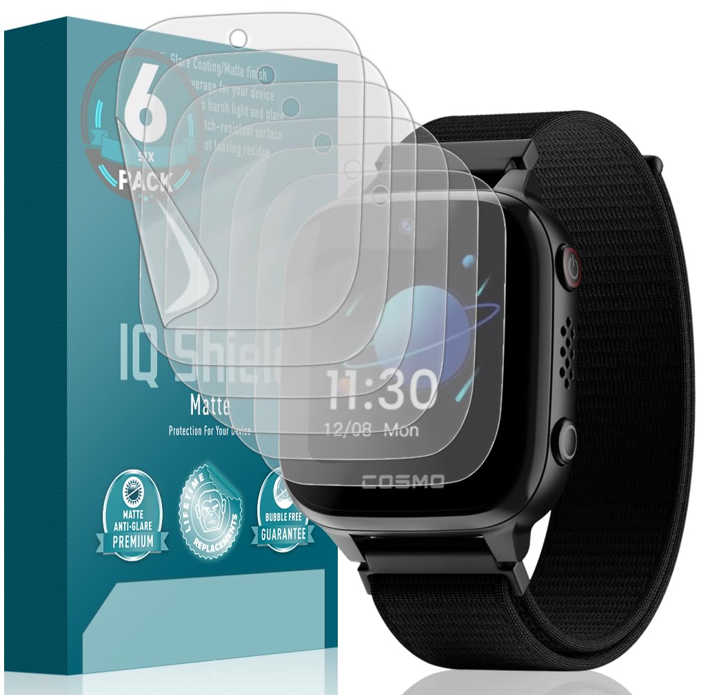 IQShield6 Pack Matte Screen Protector Compatible with Cosmo JrTrack 3 Kids Smart Watch Anti-Glare Anti-Bubble Film