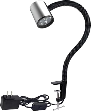 Led C Clamp Work Light IP65 Water Proof Flexible Gooseneck lamp 900 Lumens 120 Volt for Machine Lathe Milling Drill Press Industrial Lighting