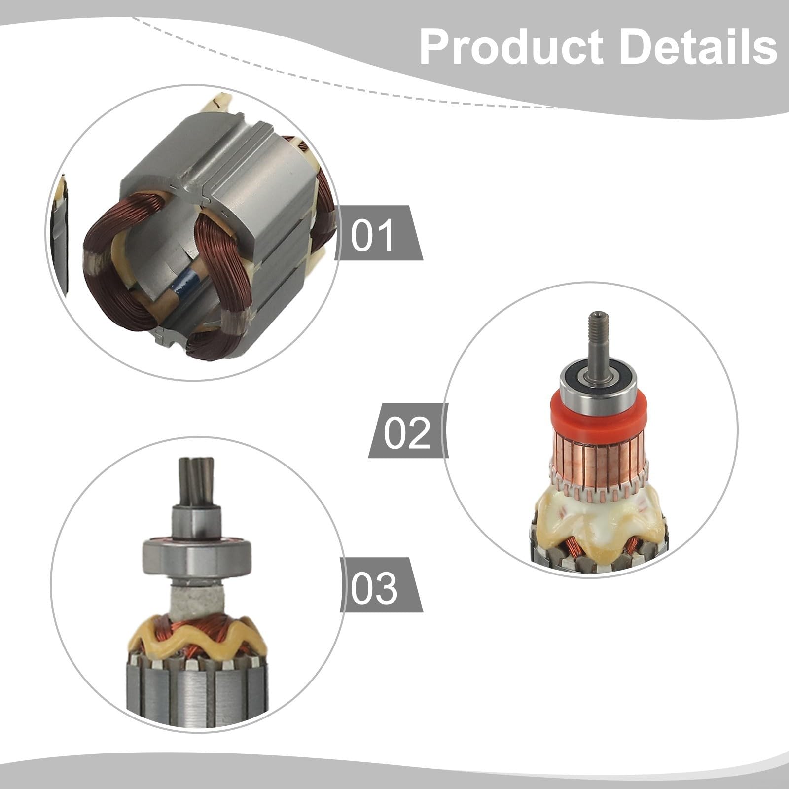 Spazzole di Carbonio, Kit di Ricambio for HR4003C HR4013C HR4001CX HR4011C HR4001C Include statore, rotore, 2 spazzole di Carbone da 6,5x11x25 mm, Confezione da 4