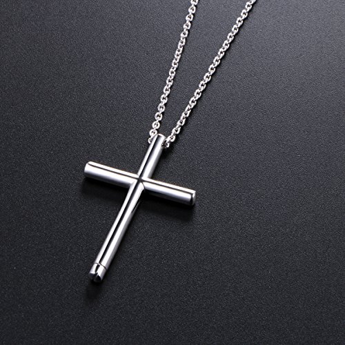DAOCHONG S925 Sterling Silver Urn Necklace Memorial Ashes Keepsake Exquisite Cremation Simple Bar Cross Pendant Jewelry4