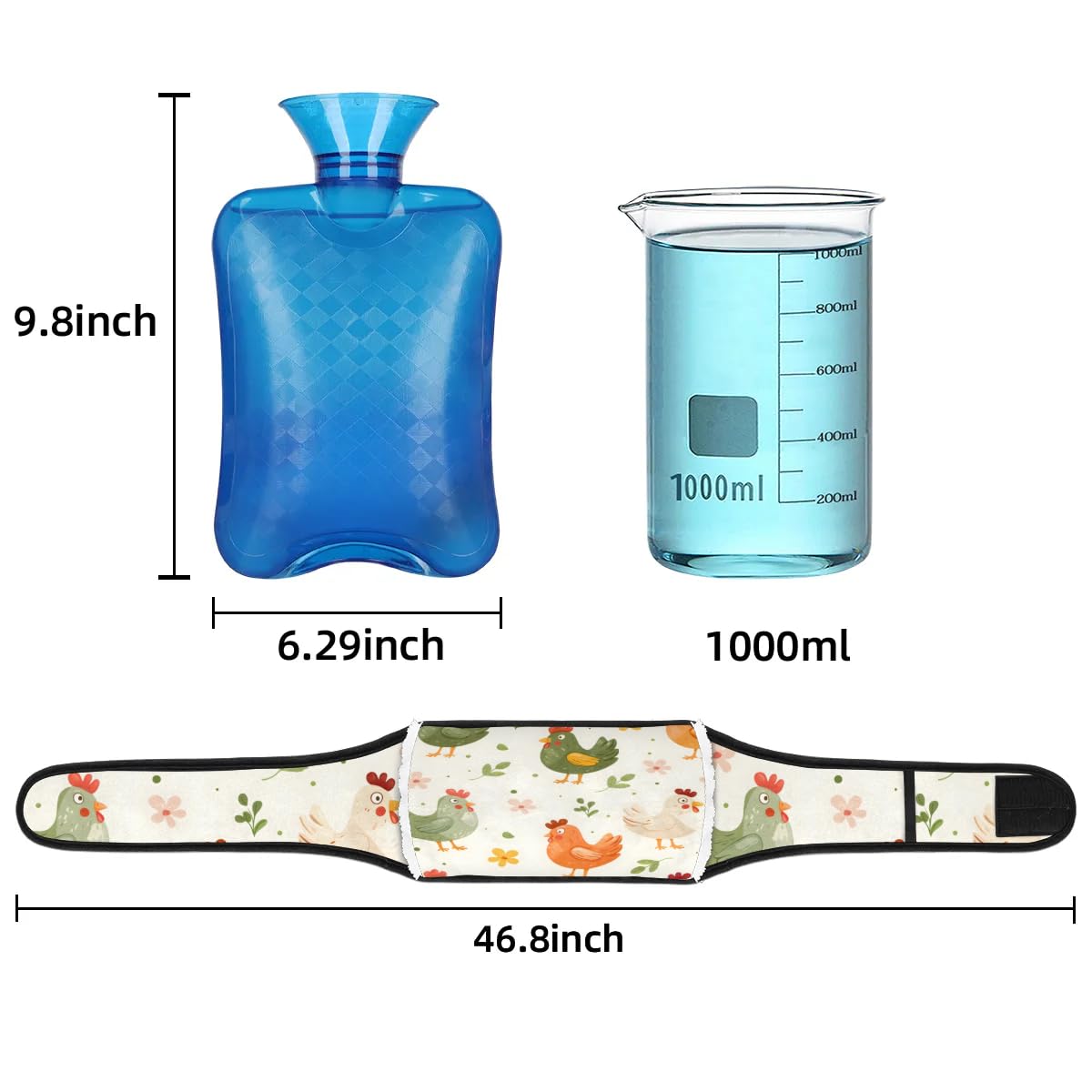 Hot Water Bag with Waist Cover Color Chicken Leaf Warm Hot Water Bottle Belt Plush Double Hand Insert Wearable Water Bag Detachable Hot Bottle Pouch for Neck Shoulder Pain Relief