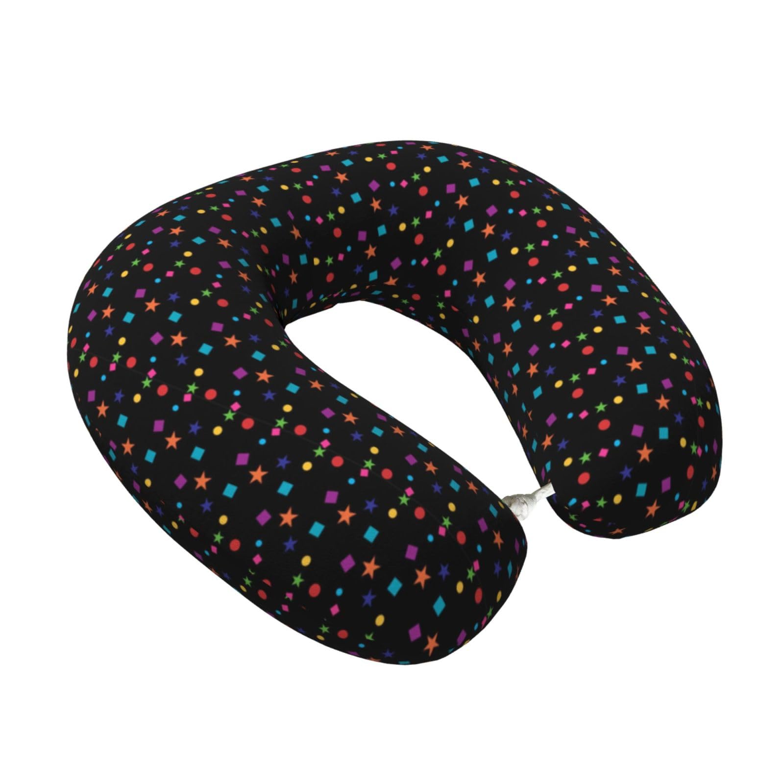LKYMOH Confetti And Stars, Travel Neck Pillow U-Shaped Memory Neck Support Soft Comfortable With Washable Cover For Airplane Car Traveling and Office