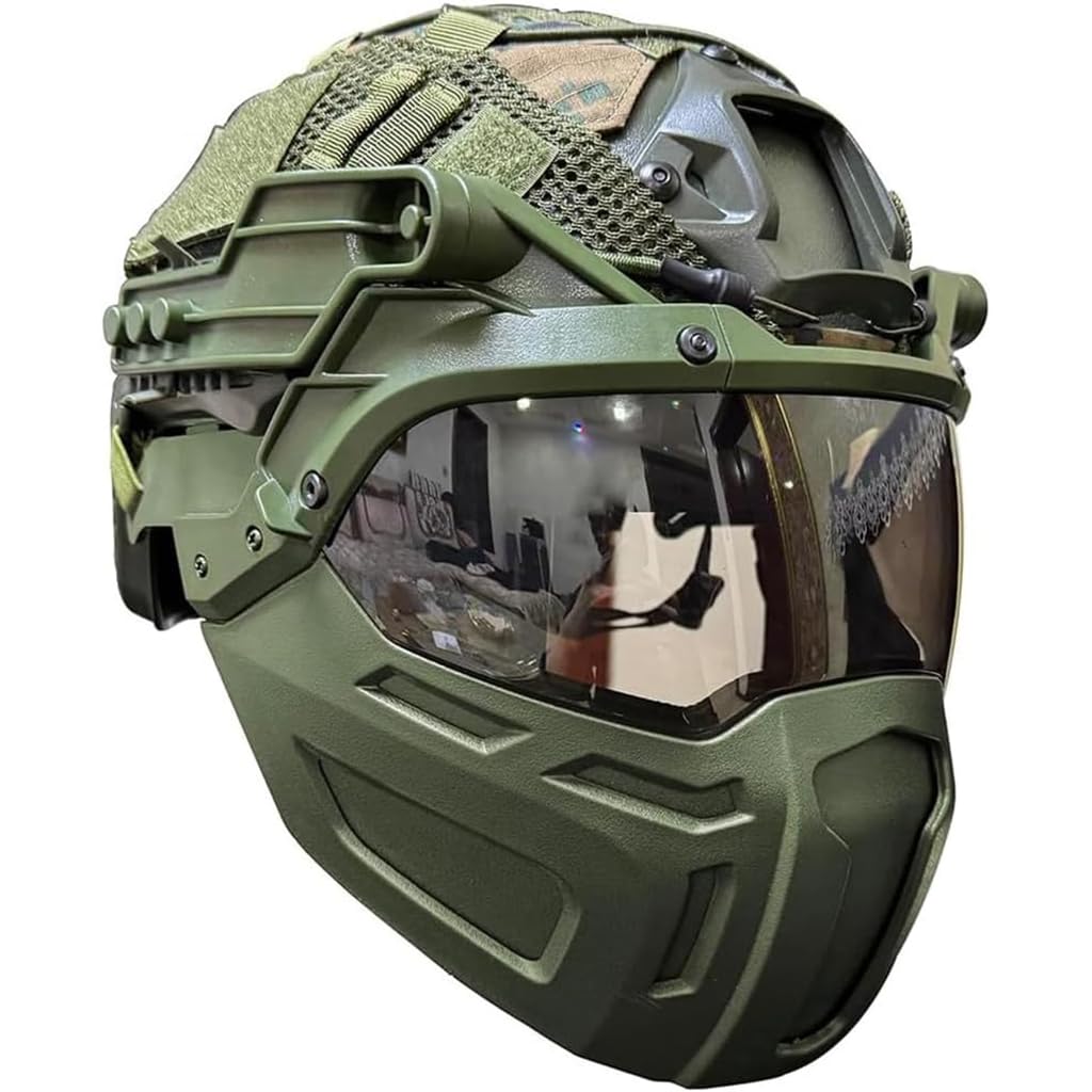 KBFLWBF Tactical FAST Helmet Set Adjustable Airsoft Helmet with Mask Helmets Cover and Goggles Lightweight Outdoor Tactical Gear for Paintball CS Hunting Airsoft Training B