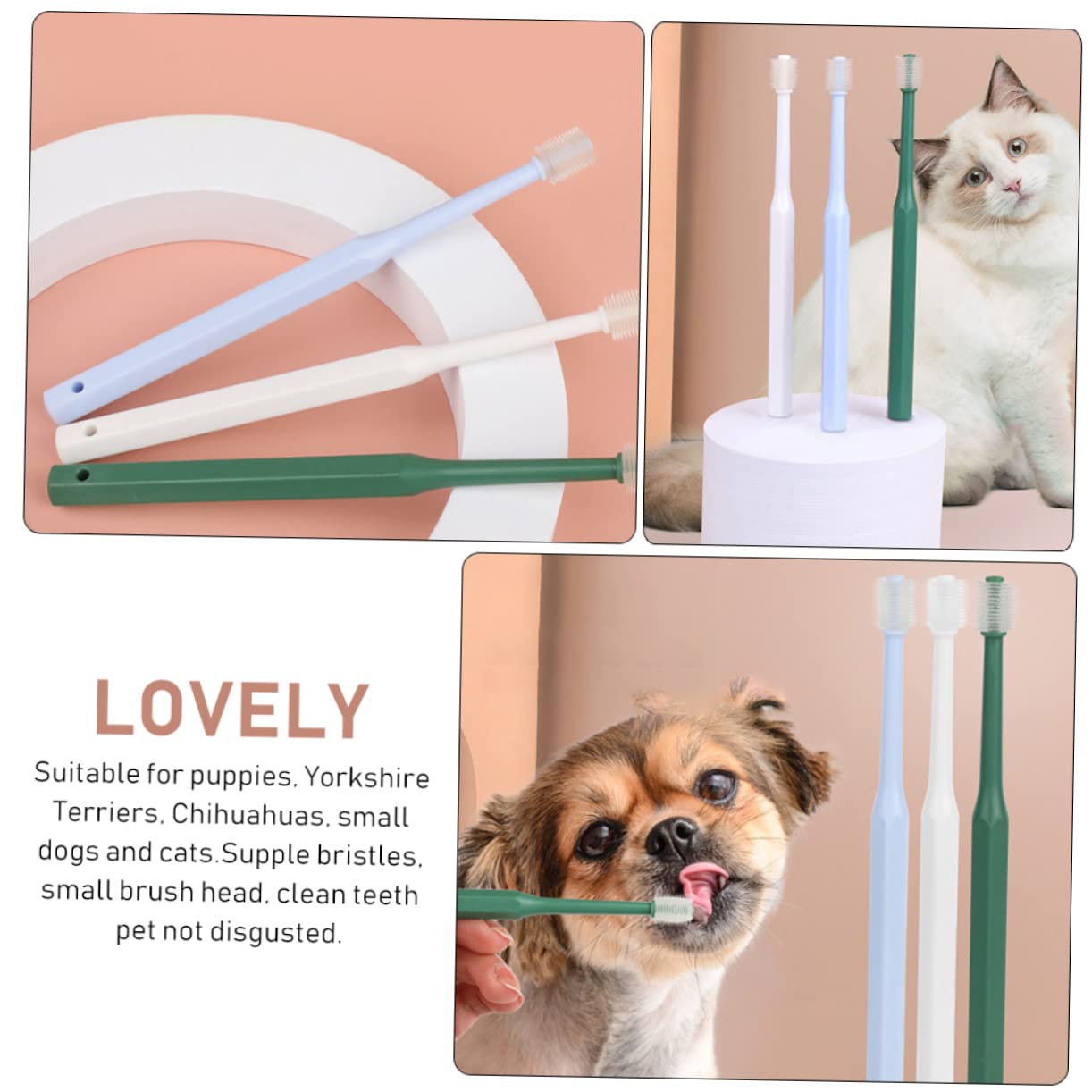 POPETPOP 6stücke Haustierzahnbürste Für Katzen Und Hunde Tragbare Ergonomische Zahnbürste Effektiven Zahnreinigung Und Mundhygiene Für Und Kleine Haustiere