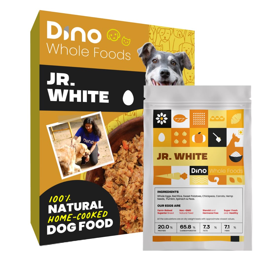 Dino Whole Foods Jr. White Egg Meal Wet Dog Food for Adult & Puppy - Nutritious Whole Egg, Veggies & Hemp Seeds Blend, High Protein, Fiber, No Preservatives, Vet-Approved - 7 Pack (300g Each) (B0CBJ1SR75) Amazon Price History, Amazon Price Tracker