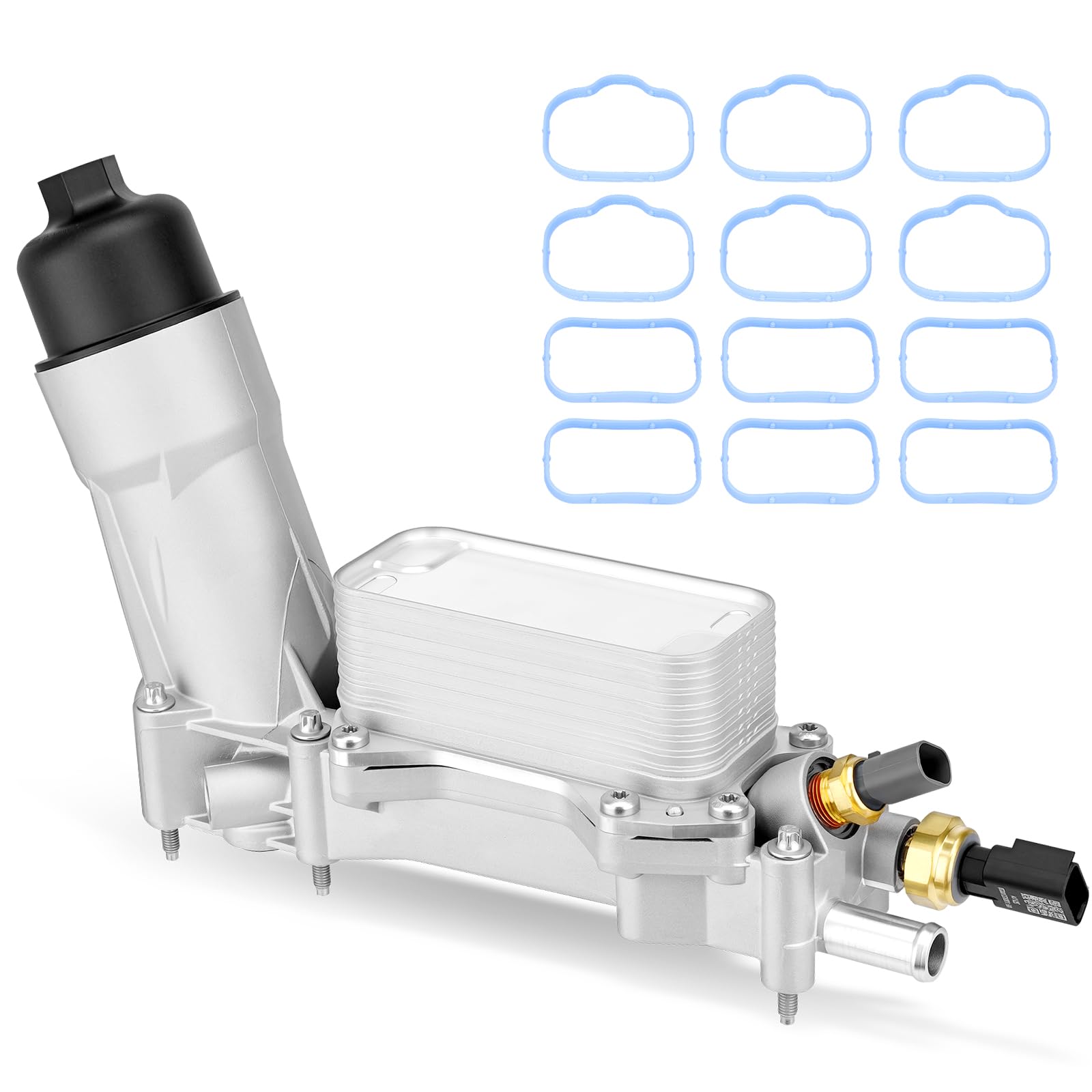 Upgraded Aluminum Engine Oil Filter Housing with Oil Cooler Sensors and Gaskets Compatible with Dodge Charger Challenger Journey, Jeep Wrangler, Ram 1500 2500 3500, Chrysler 200 300 3.6L V6