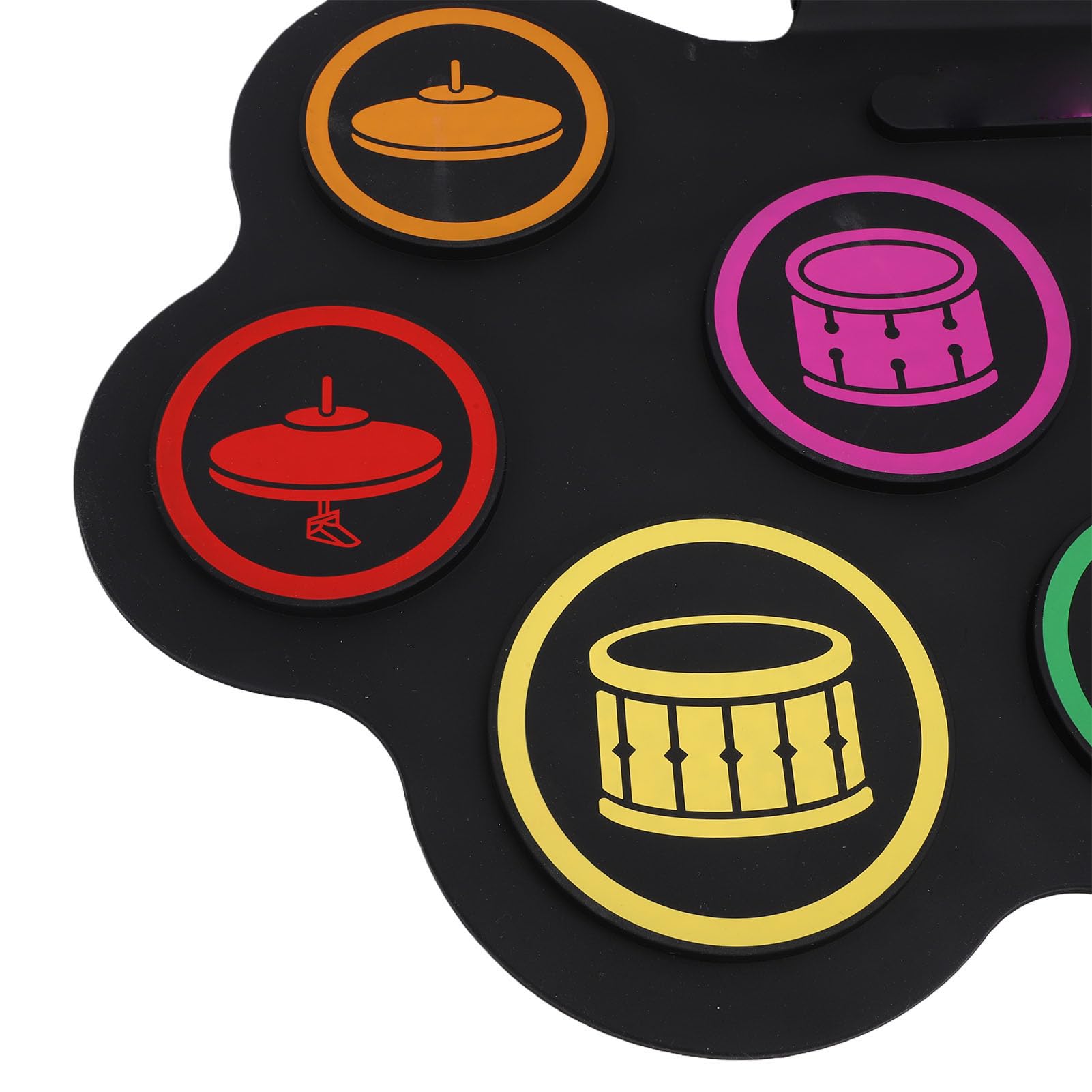 Ausla Set Batteria Elettronica, Kit Pad Batteria Portatile in Silicone con Bluetooth, Set Pratica Roll Up con 9 Pad con Bacchette e Pedale, Integrata da 1000 MAh per Principianti Viaggio a Casa