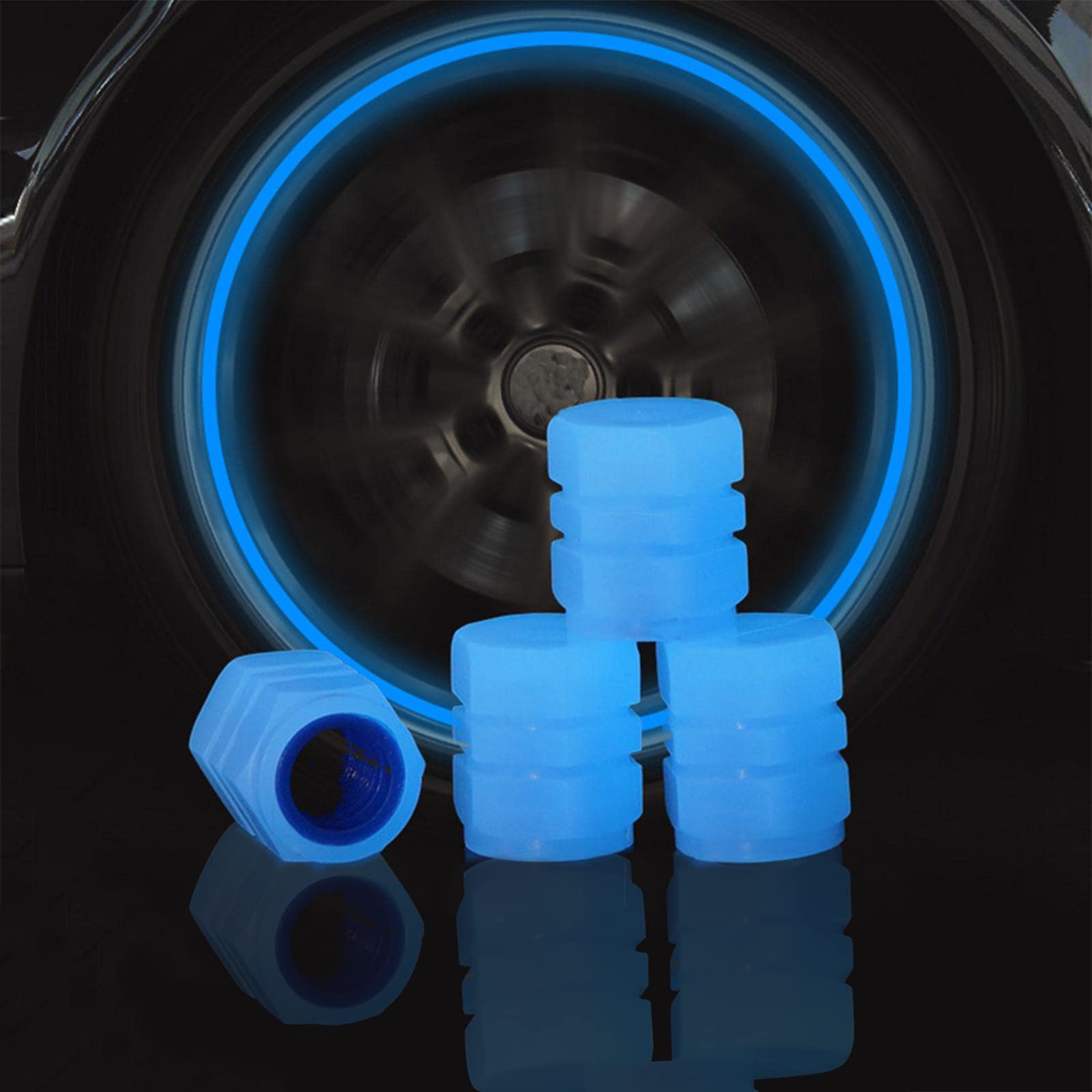 Car Valve Caps 2pcs 4pcs Universal Fluorescent Luminous Tire Valve Stem Caps Universal Stem Car Glow Tire Air