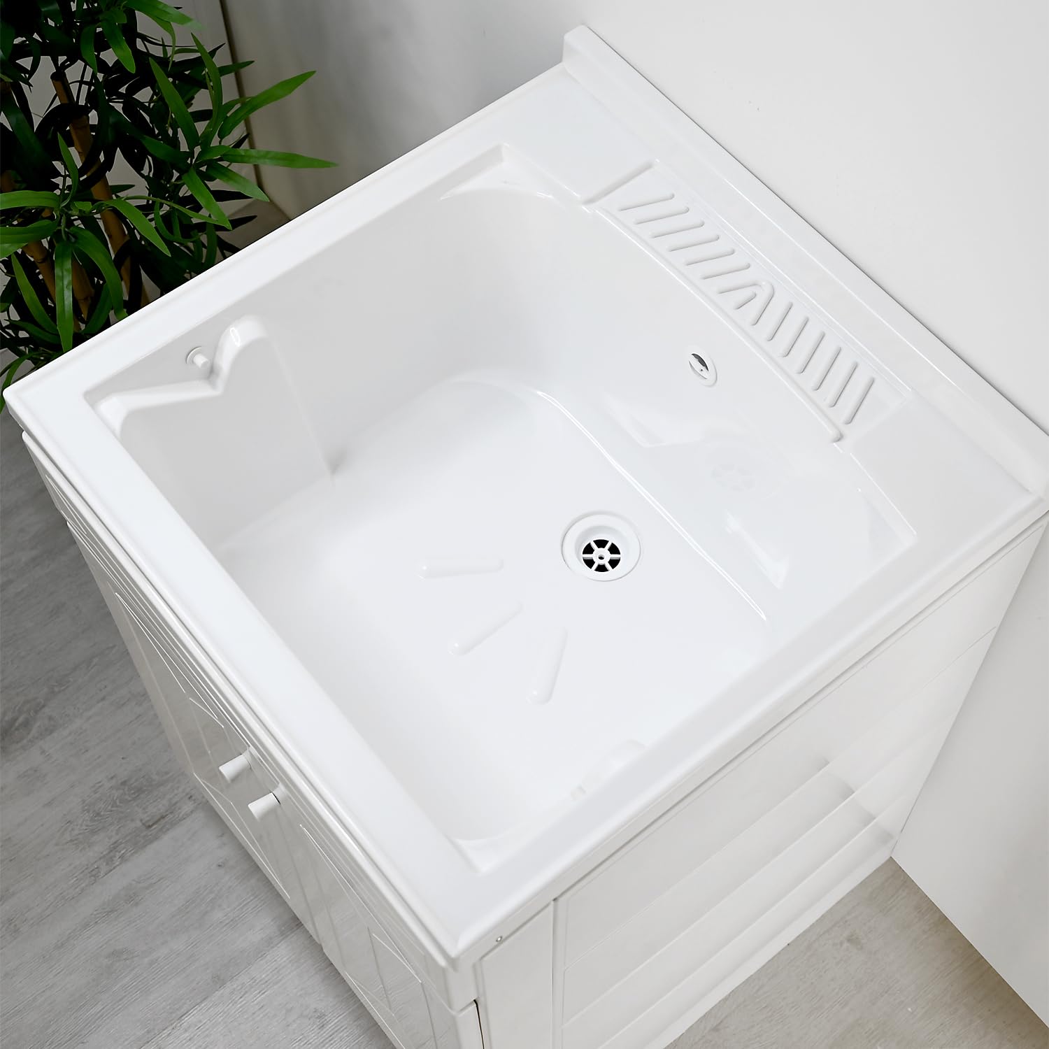 Lavatoio Da Esterno In Resina 60x34cm - Grigio Con Portasapone - Per Lavare I Panni In Giardino O Cantina - Foto 7