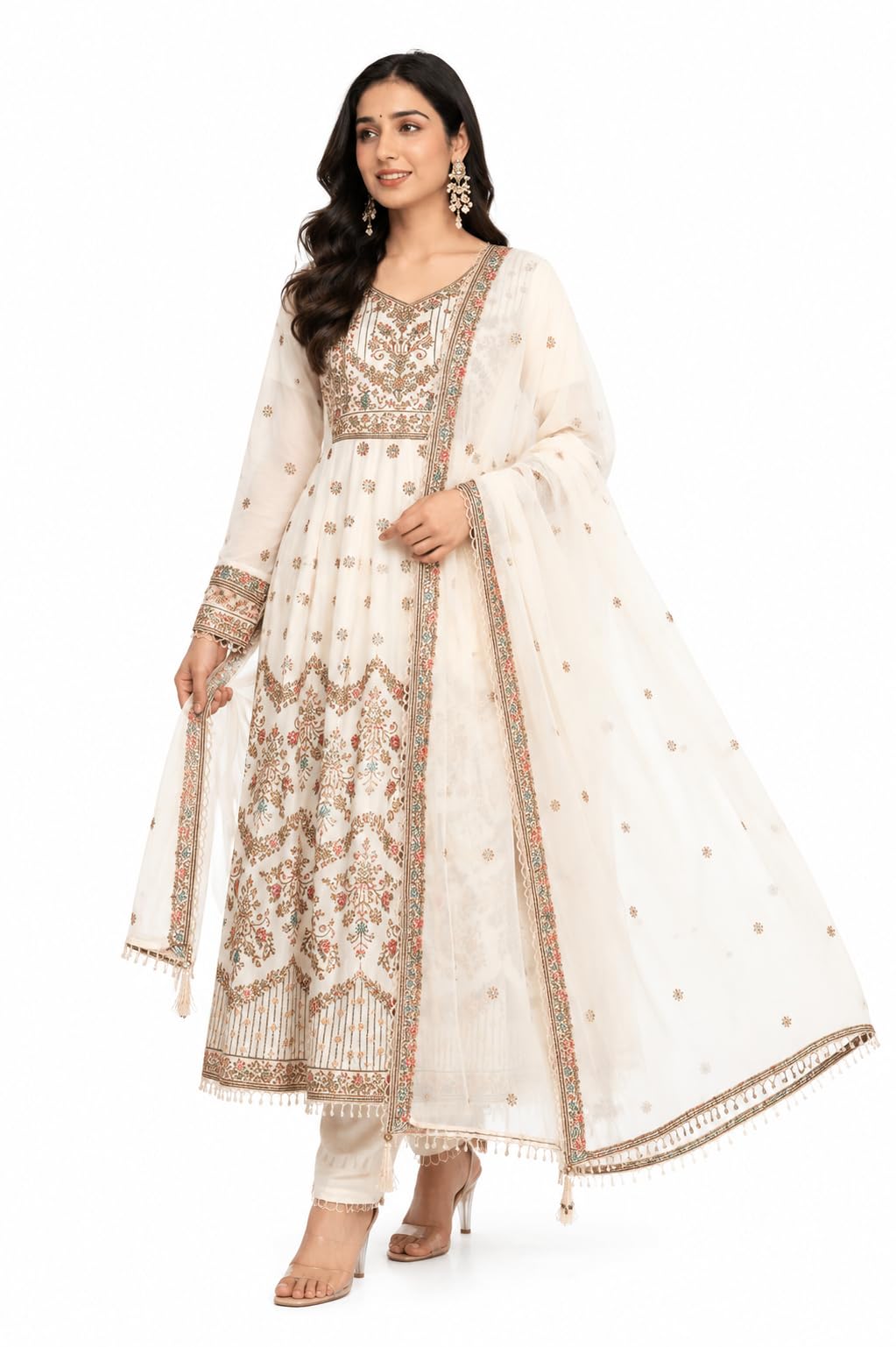 Sundartaa Noor Royale Women's Luxury Embroidered Anarkali Suit Set with Dupatta-picture-17