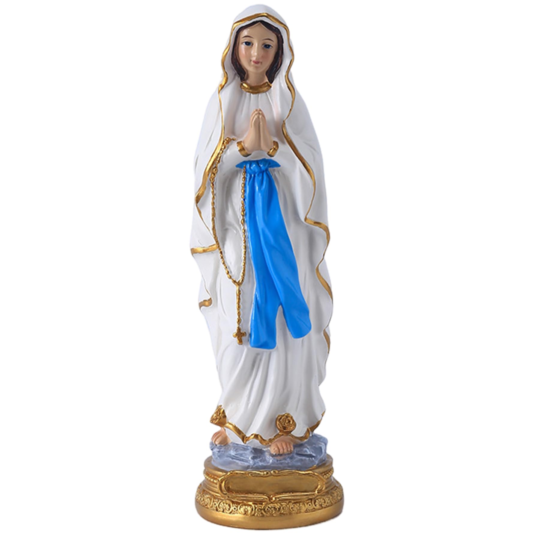 Otbushit 22Cm 9" Mary Statue, Virgin Mary Lifelike Praying Mother Resin Standing Statue Symbol Of Peace For Home Baptisms Religious Holidays