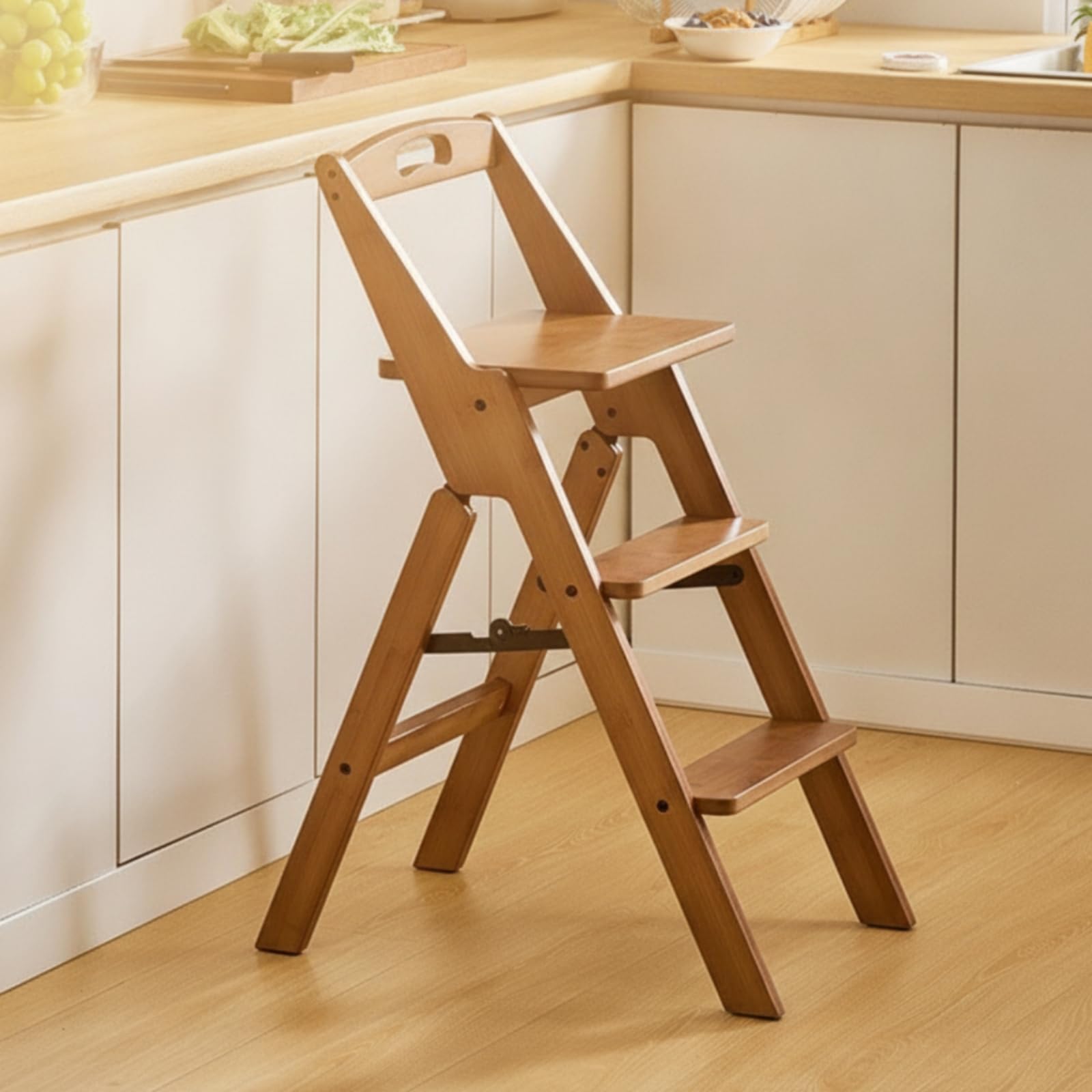 Sharplace Taburete Escalera Plegable Banco Asiento Escalón Escalera Convertible con Base Trípode y Fácil de y Guardar en Armarios Adecuado para Hogar Oficina Taller