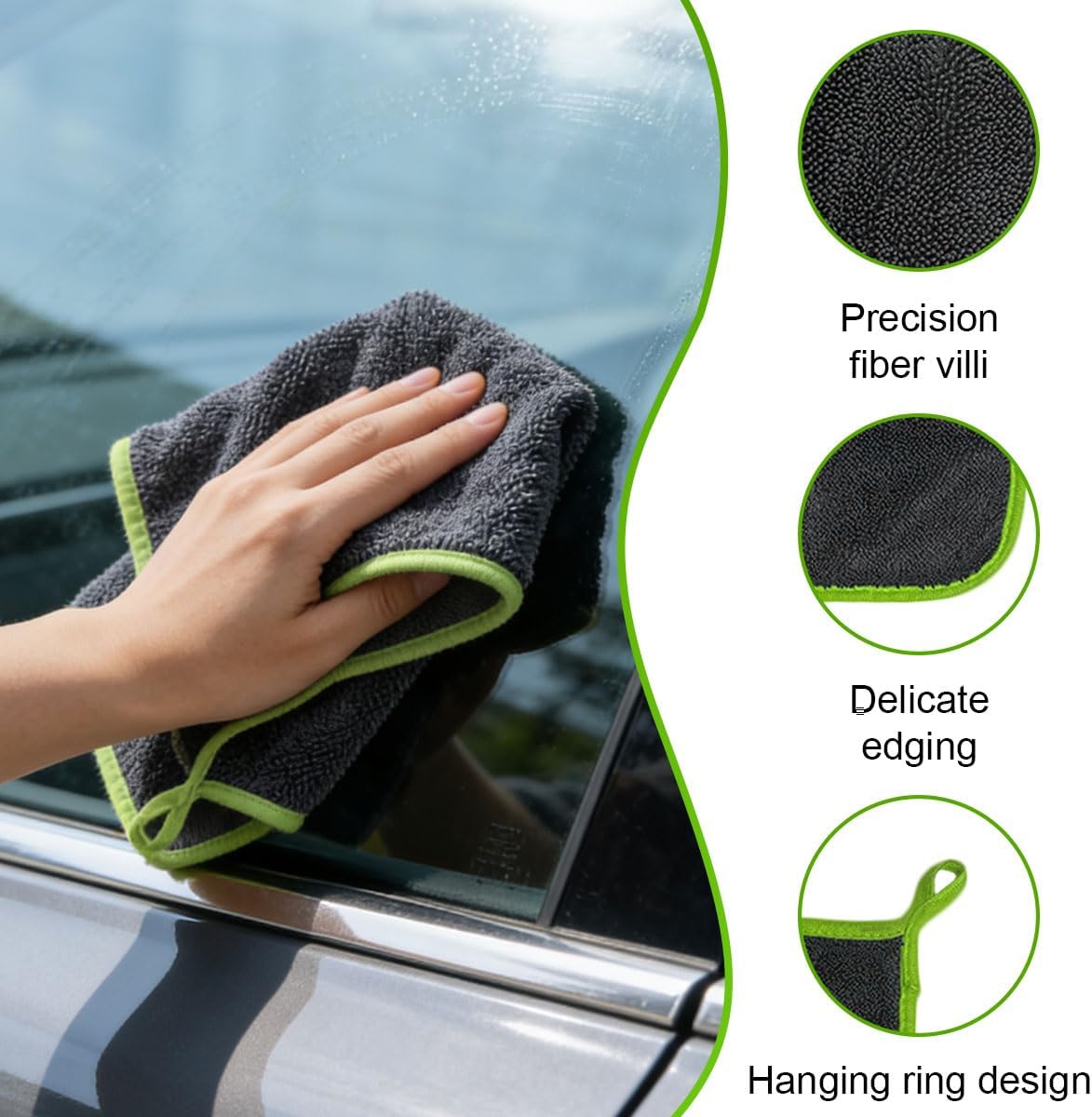 Microfiber Towels for Cars, 16"×12" No-Scratch No-Lint Cleaning Cloth, Highly Absorbent Car Window Drying Towel, Auto Interior & Exterior Detailing Supplies for Cars/Boats/Trucks(2PCS)
