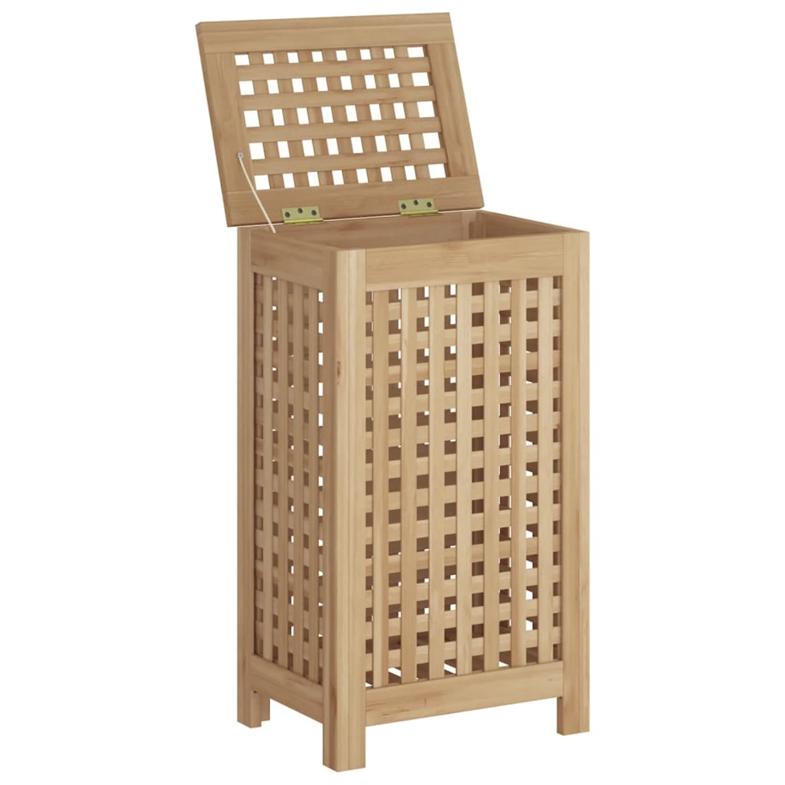 Cesto portabiancheria in legno di teak, design ventilato in teak massiccio, con borse rimovibili e ripiano per organizzare la biancheria e gli oggetti essenziali per la casa