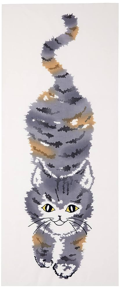 Amazon｜丸全 注染手ぬぐい 手拭 猫 37×98cm 0｜手ぬぐい