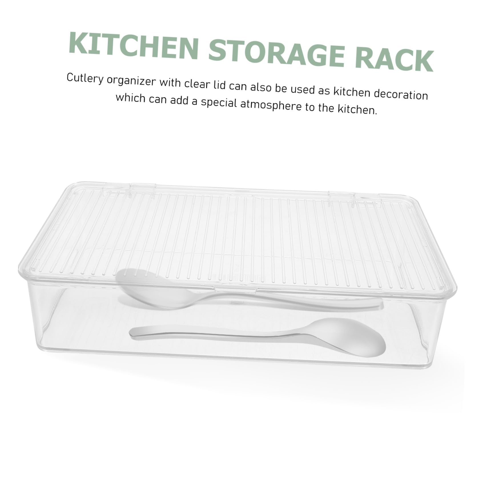 BESTonZON Bandeja Transparente para Cubiertos Organizador De Cajones para Utensilios De Cocina Recipientes para Cubiertos Encimera Palillos Cuchara Tenedor Contenedor De Almacenamiento con