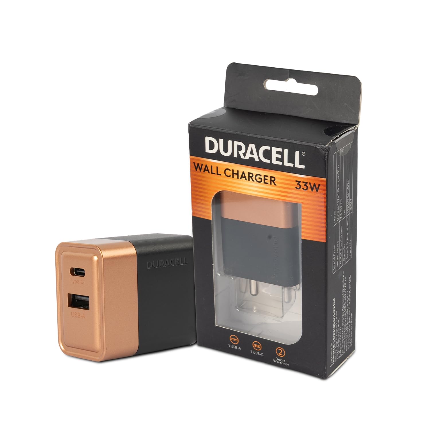 DURACELL 33 Watts Fast Wall Charger Adapter, 1USB C, 1 USB A, Fast Charging Compatible with iPhone, iPad, Samsung Galaxy, Note, Redmi, Mi, Oneplus, Oppo, Vivo Smartphones, DU067-picture-36
