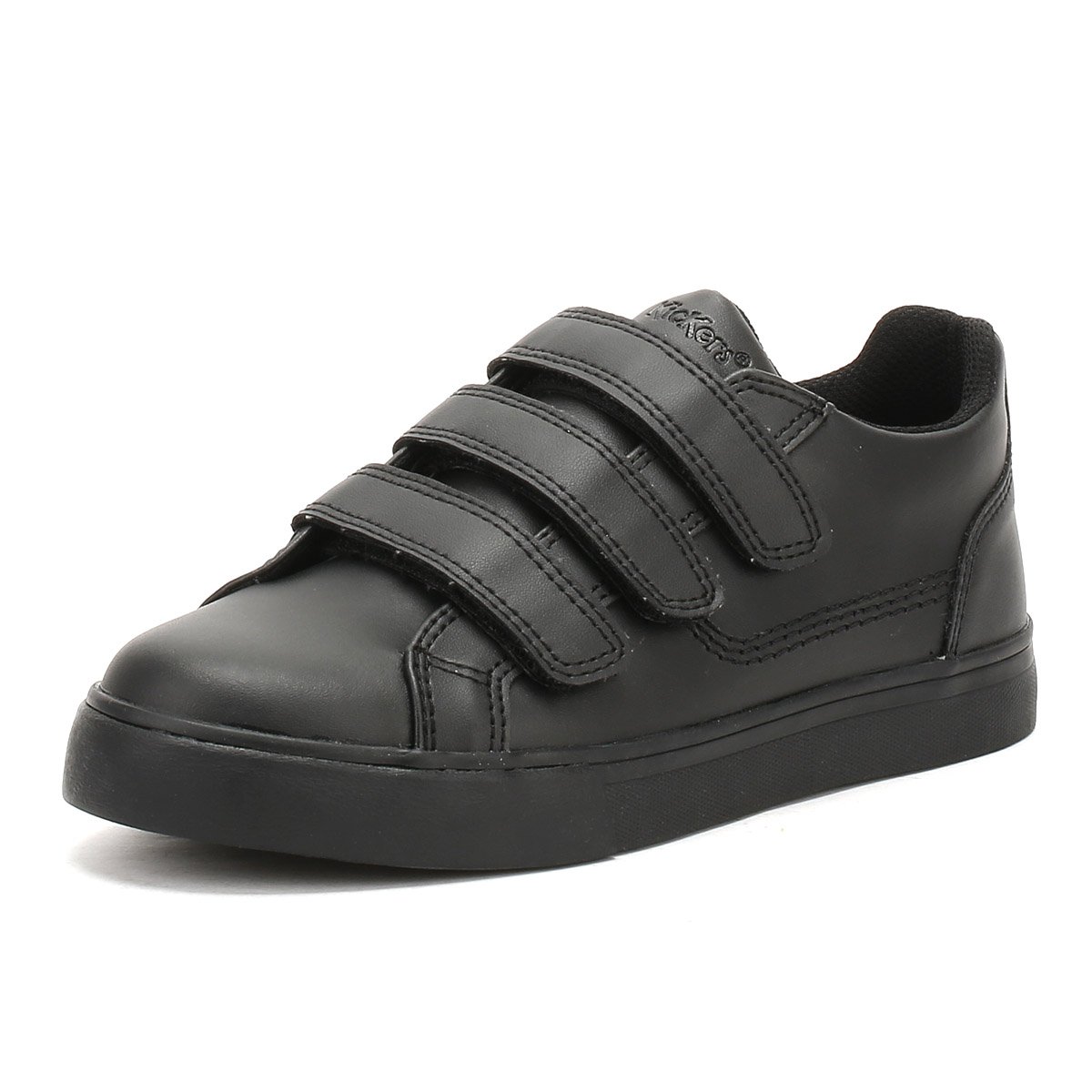 Kickers (Uk 3) Youth Leather Tovni Trip Trainers Black