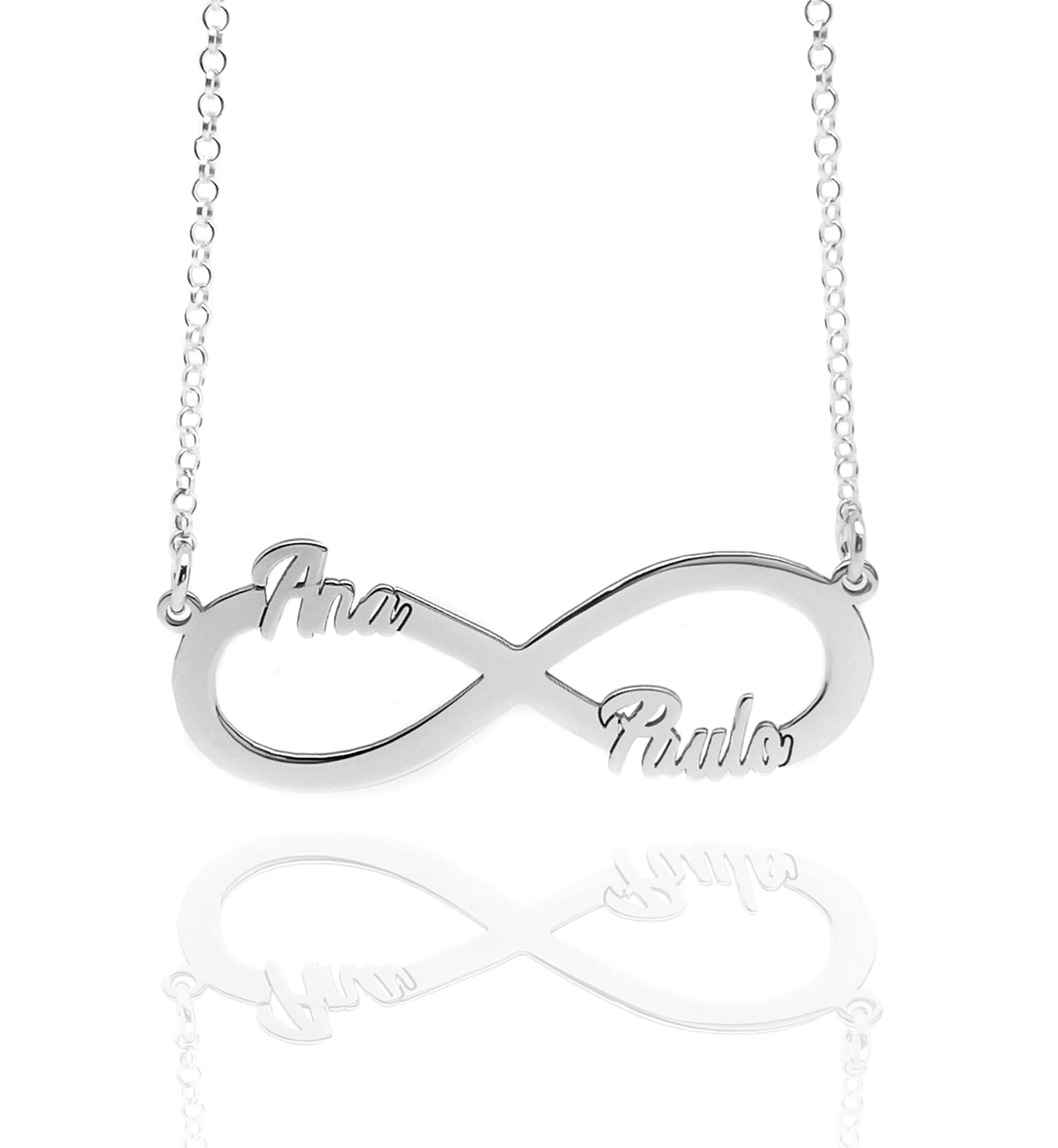 RINCON DEL ARTESANO HECHO A MANO MALAGA Rincón del Artesano Hecho a Mano Málaga. Collar Infinito para Mujer. Personalizado con Nombres en Plata de Ley 925/1000. Regalo Día de la Madre. Regalo Navidad. Regalo Personalizado. Modelo Mediano