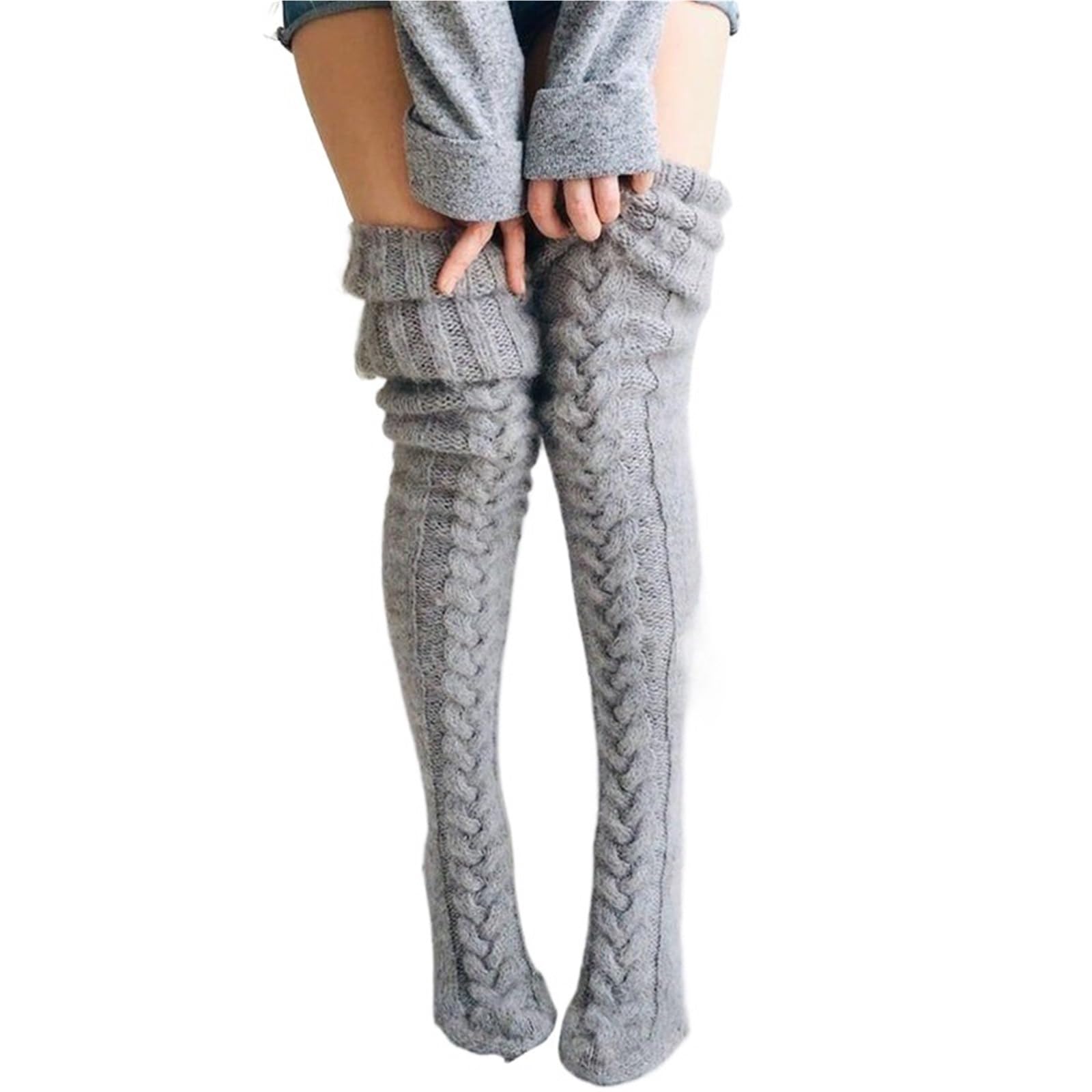 Scaldamuscoli Donna Scaldamuscoli invernali da donna, caldi e traspiranti, lunghi fino al ginocchio, in maglia di lana elasticizzata