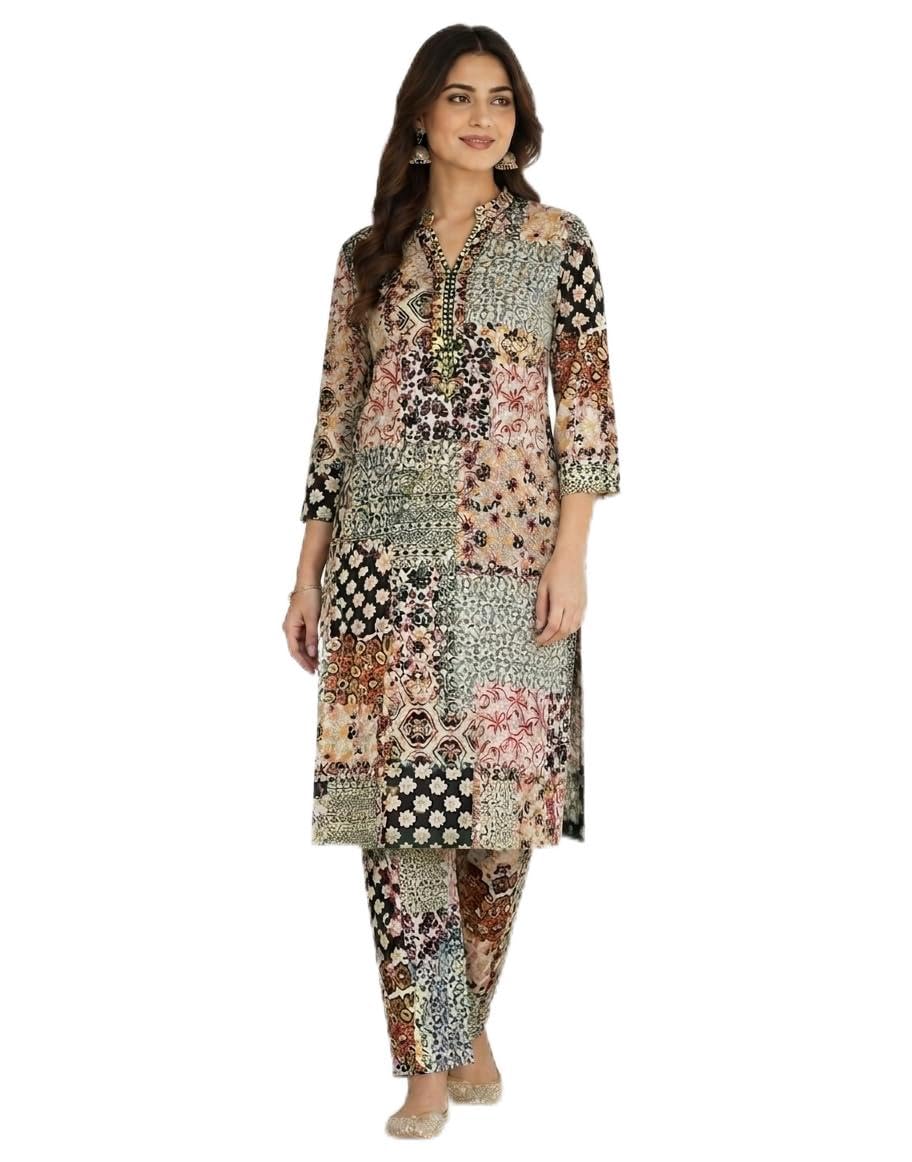 womens cotton coordset with mirror work on neck-picture-33