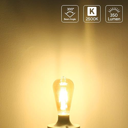 Miniatura 2 de LE ST64 E26 - Bombillas LED Edison vintage, regulables, 4 W, 350 lm, equivalente a incandescente de 40 W, ángulo de haz ancho, paquete de 6