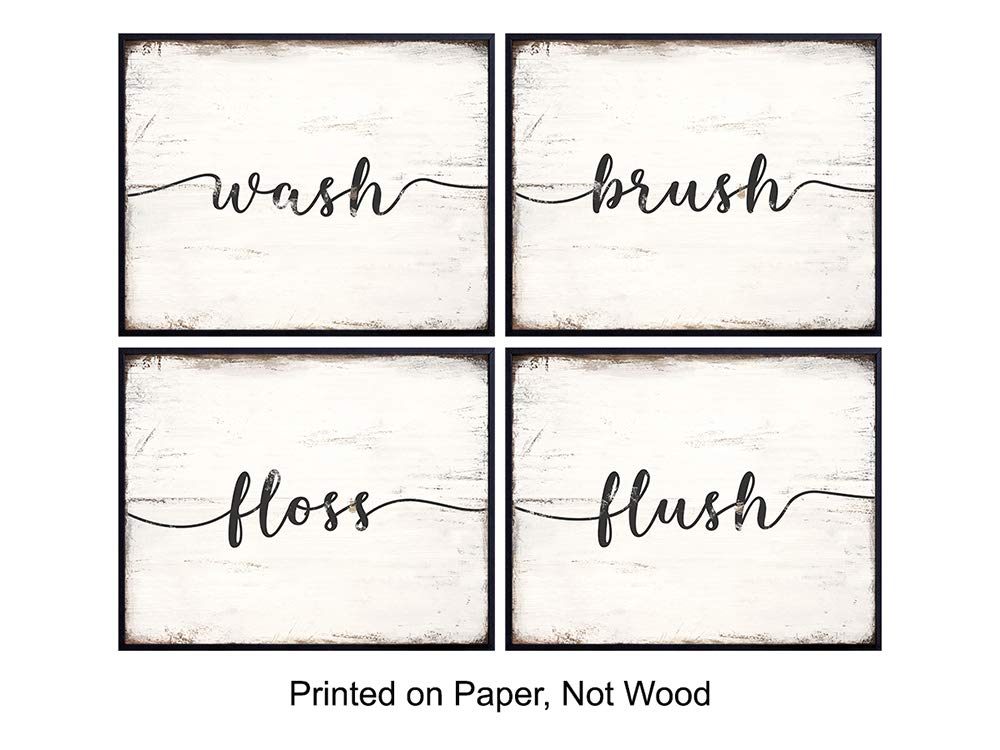 Rustic Bathroom Wall Art Set - 8x10 Photo Pictures for Bath Decor, Home Decoration - Unique Housewarming Gift - Cottage Shabby Chic Unframed Poster Prints