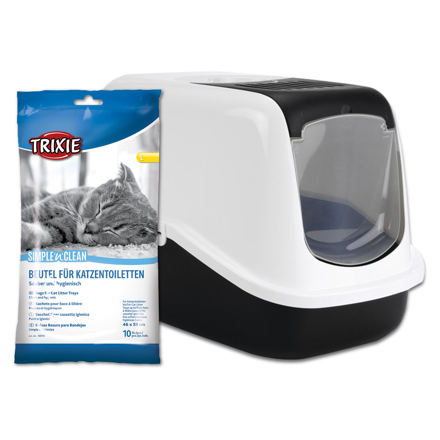 Mega Combo Pack-Savic Nestor Cat Toilet Home (Colour - Black) with SimplenClean Bags for Cat Litter Trays | Bag for Cat Litter Tray, Makes Cleaning Easier | Hygienic & Lightweight - Large (B09RGZ1SX2) Amazon Price History, Amazon Price Tracker