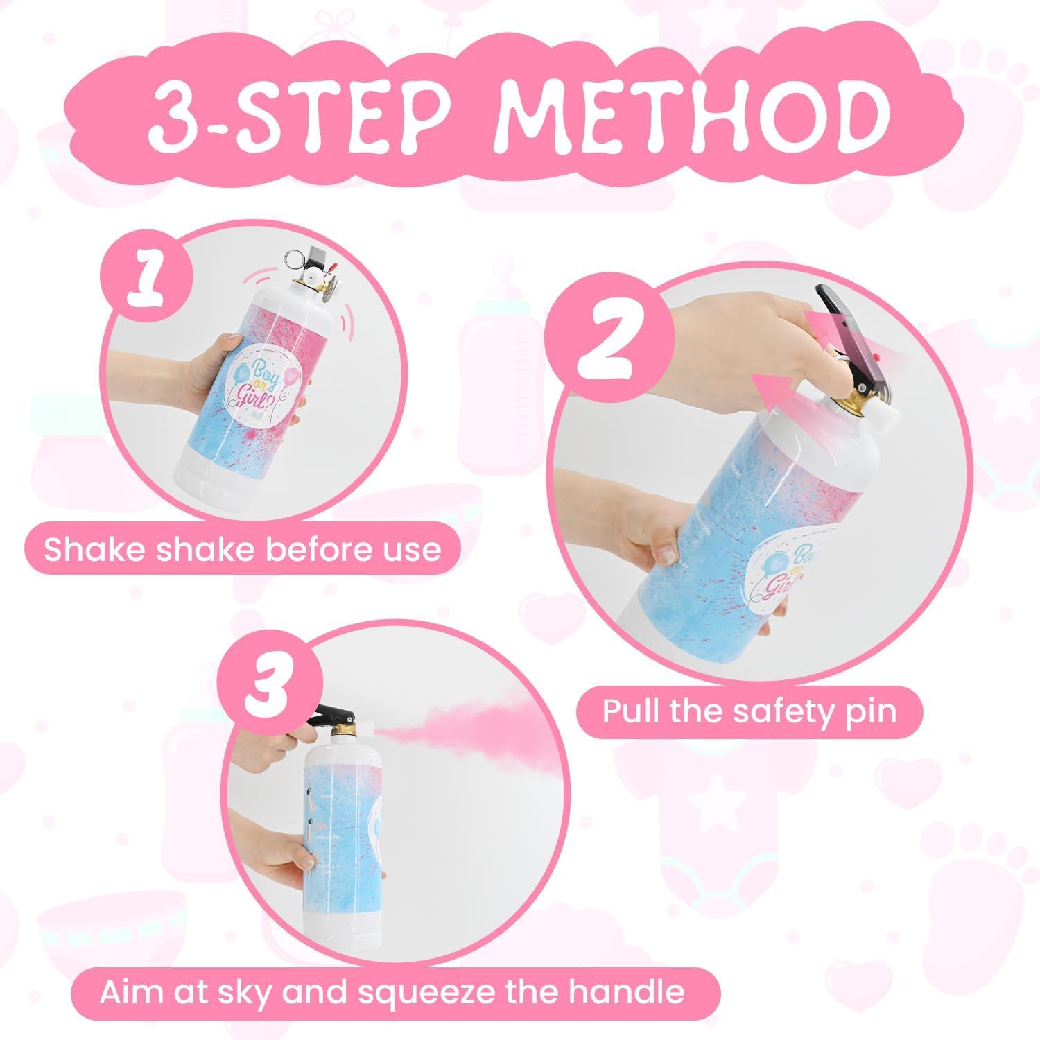 Gender Reveal Fire Extinguisher 2 Pack Giant Boy or Girl Gender Reveal Extinguisher Blue Pink Powder Smoke for Sex Reveal Fire Extinguishers Gender Reveal Ideas Baby Reveal Decorations (2 Pack Pink)