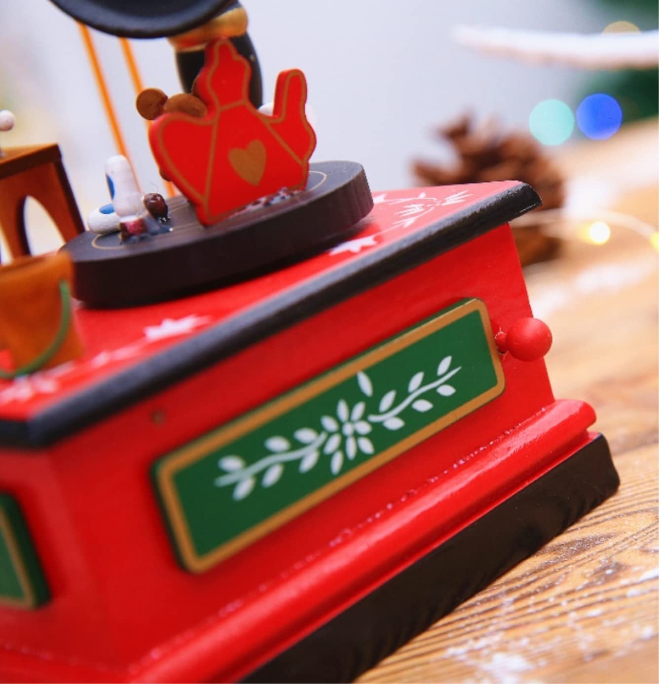Caja de música Caja De Musica Niña Caja De Música De Navidad De Madera, Viento Tradicional, Navidad Giratoria Musical para Decoración Caja Musical Personalizada(A)