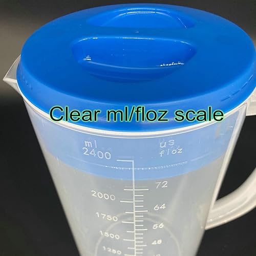 Miniatura 4 de Jarra de agua de plástico de 81 oz2.4 litros0.63 galones con tapa, juego de 2 jarras sin BPA, jarra de agua para bebidas calientesfrías, té helado