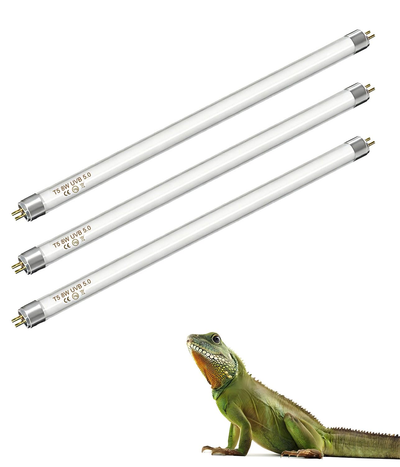 MouMouPurr 3 Pack T5 HO 5.0 UVB Reptile Light Bulb 8W 12 Inch, UVA UVB Fluorescent Lamp Tube, Simulate Natural Sunlight for Bearded Dragon, Chameleon, Turtle, Tortoise, Lizard, Reptiles & Amphibians