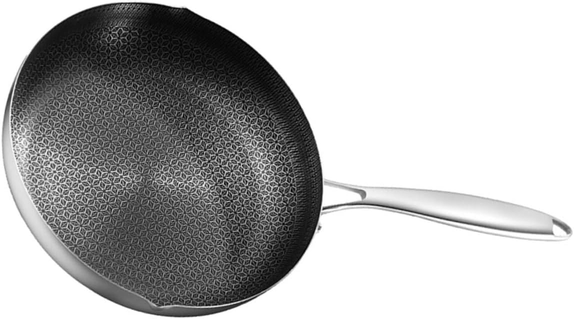MAGICLULU Stainless Steel Honeycomb Wok Pan Nonstick Kitchen Frying Pan for Induction Cooking Household Cookware to Clean Design