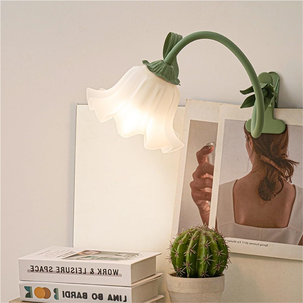 Tischleuchte Nachttischlampe Moderne Tischlampe mit Klemmleuchte, flexibler Schwanenhals, Blumen-Klemmlampe, Schreibtisch-Leselampe, E27, Acryl-Klemmlampen for Schreibtisch, Klavier, Kopfteil, Schlafs