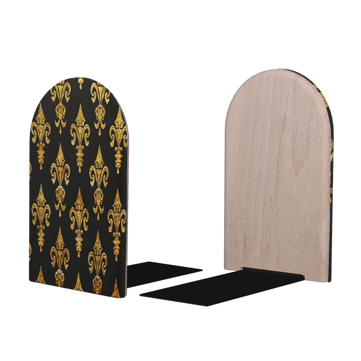 (2 PCS/1 Pairs) Wood Bookends Lighthouse Golden Decorative Wood Bookends for Student School Shelves Kids Room Desk Home Office Book Stoppers for Holiding Books 5x3 Inch