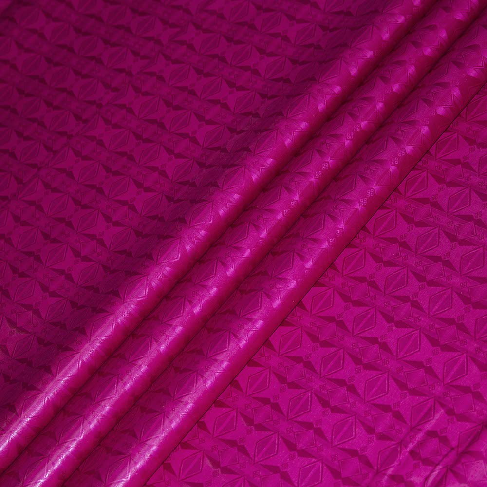 Bazin Riche Cotton Brocade Jacquard Fabric for African Garment Premium Quality 10Yards, Rose Red 140CM Width
