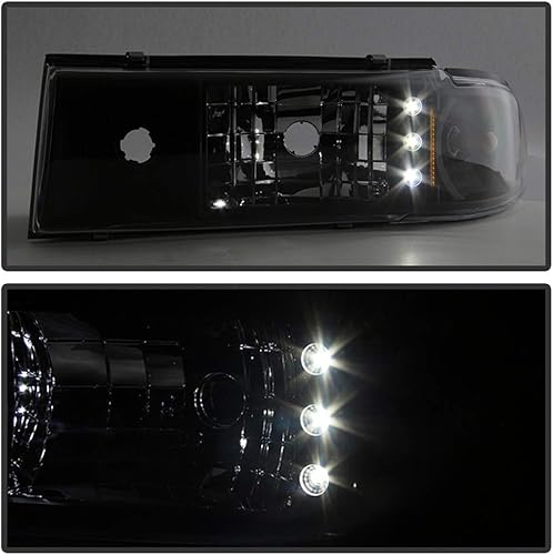 Miniatura 7 de ACANII - Para faros delanteros negros Chevy CapriceImpala 1991-1996 con señal de esquina integrada del lado del conductor y del pasajero