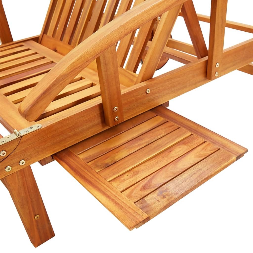 Sonnenliegen 2 STK. mit Auflagen Massivholz Akazie Feldbett Gartenliege Strandkorb Geeignet für Pool, Terrasse, Garten.