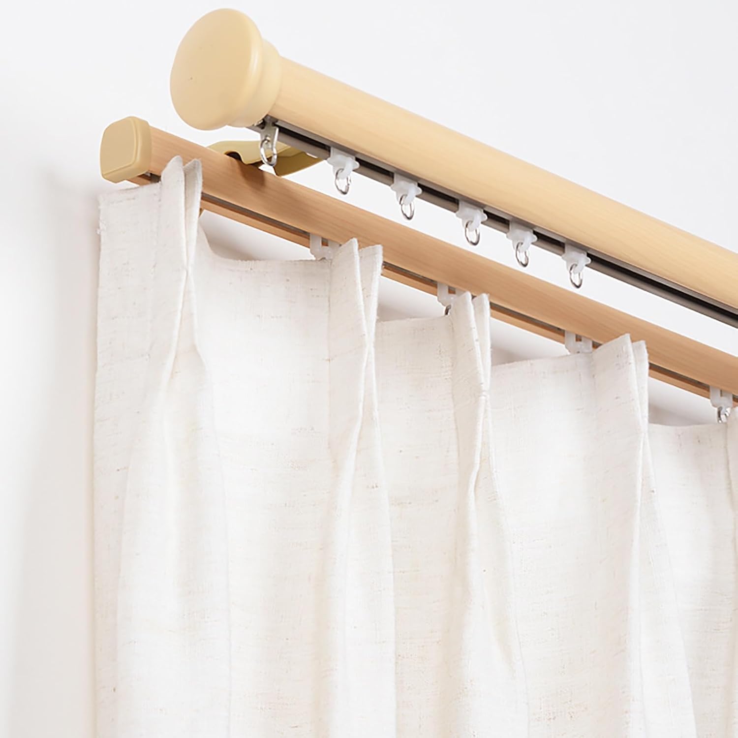 Double Curtain Rods for Windows, Roman Rod for, Aluminum Heavy-Duty Silent Rail, Sliding System with Rollers(Dark Brown)