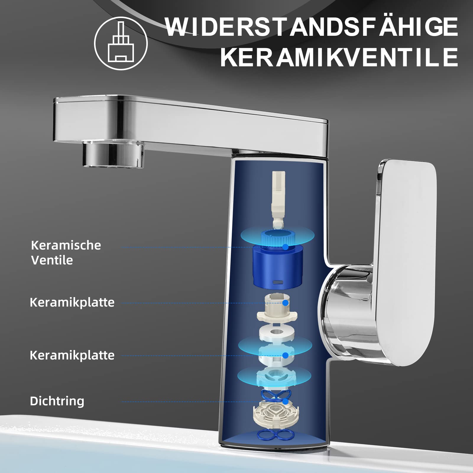 Cobbe Rubinetto da bagno, girevole a 360°, adatto per tutti i tipi di lavabo, salvaspazio per acqua fredda e calda, cromato